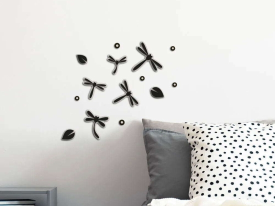 Αυτοκόλλητα Τοίχου Αφρώδη Dragonflies S 59513 Black Ango