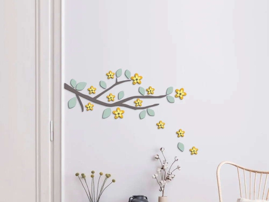 Αυτοκόλλητα Τοίχου Αφρώδη Yellow Branch M 54514 Multi Ango