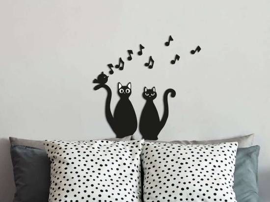Αυτοκόλλητα Τοίχου Αφρώδη Cats Silhouettes M 54511 Black-White Ango