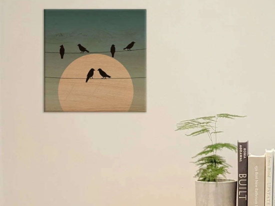 Πίνακας Pigeons Silhouette M 21358 29x29x0,6cm Multi Ango Τετράγωνοι Mdf