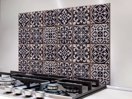 Πλάτη Προστασίας Τοίχου Εστιών Κουζίνας Tiles Azulejos L 67253 65x47x0,05cm Bordo-Brown Ango