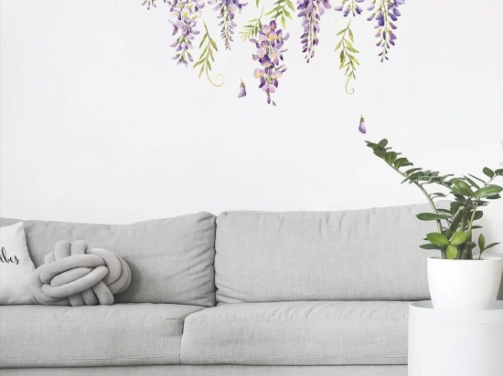 Αυτοκόλλητα Τοίχου Βινυλίου Wisteria 44239 70x70cm Purple-Green Ango