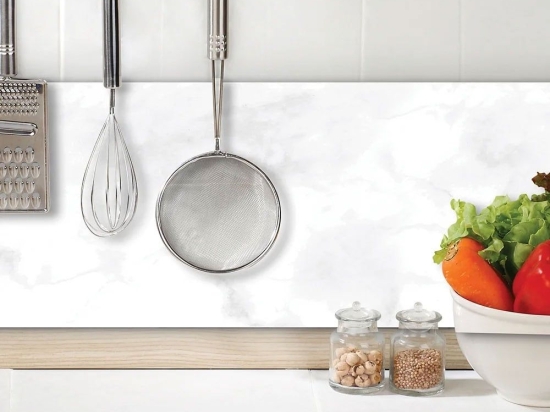 Μπορντούρα - Κάλυμμα Προστασίας Τοίχου White Marble MB 86117 (Σετ 2τμχ) 48x24cm White  Ango
