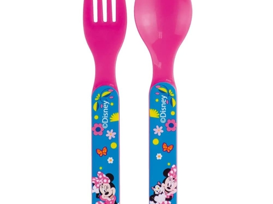 Κουτάλι Και Πιρούνι Παιδικά Minnie Mouse 006316 (Σετ 2τμχ) Blue-Pink Ango 2 τμχ ABS