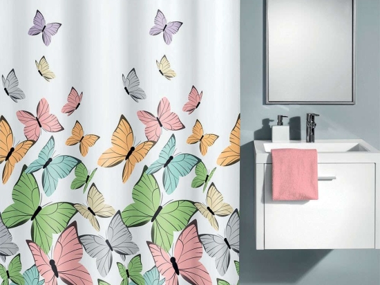 Κουρτίνα Μπάνιου Butterflies 5282 Multicolor Kleine Wolke 240Πx180Υ 240x180cm Πολυέστερ