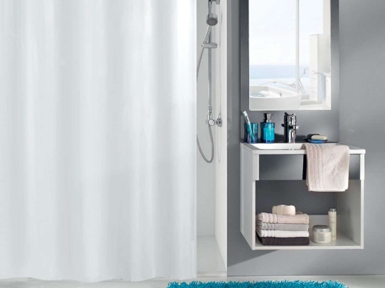 Κουρτίνα Μπάνιου Caravelle 0308 White Kleine Wolke 120Πx200Υ 120x200cm Πολυέστερ