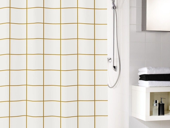 Κουρτίνα Μπάνιου Grid 5914 Black-Gold Kleine Wolke 180Πx200Υ 180x200cm Πολυέστερ
