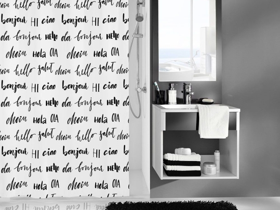 Κουρτίνα Μπάνιου Hello 5905 Black White Kleine Wolke 180Πx200Υ 180x200cm PEVA