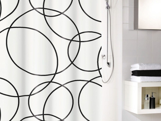 Κουρτίνα Μπάνιου Rings 5281 Black White Kleine Wolke 180Πx200Υ 180x200cm Πολυέστερ