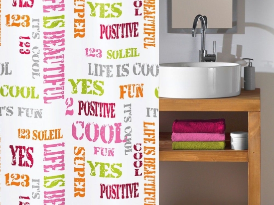 Κουρτίνα Μπάνιου Script 5171 Multicolor Kleine Wolke 180Πx200Υ 180x200cm Πολυέστερ