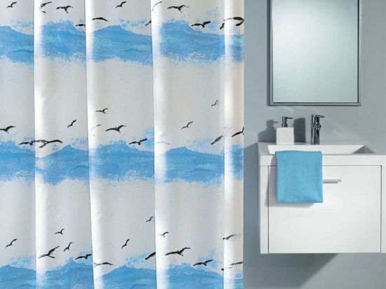 Κουρτίνα Μπάνιου Seaside 0856 CrocusBlue Kleine Wolke 180Πx180Υ 180x180cm Πολυέστερ