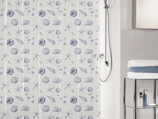 Κουρτίνα Μπάνιου Shell 5938 Blue Kleine Wolke 180Πx200Υ 180x200cm PEVA