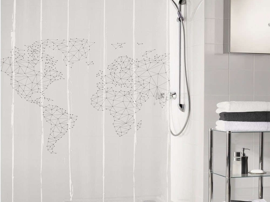 Κουρτίνα Μπάνιου Reiselust 5960 Black Kleine Wolke 180Πx200Υ 180x200cm Πλαστικό
