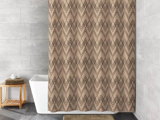 Κουρτίνα Μπάνιου Zag Cotti Taupe Kleine Wolke 180Πx200Υ Βαμβάκι-Πολυέστερ