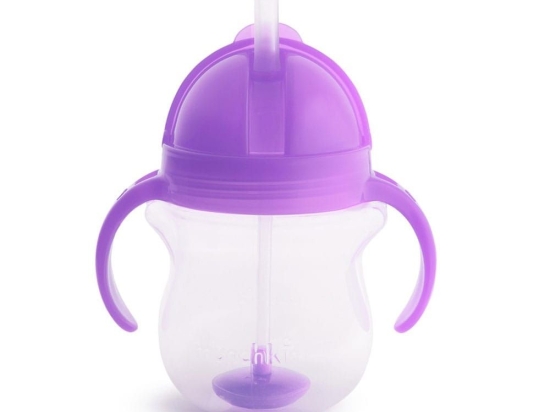 Ποτήρι Βρεφικό Με Καλαμάκι Tip & Sip Cup 207ml Purple Munchkin 207ml Πλαστικό