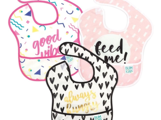 Σαλιάρες Superbib Girl Quotes (Σετ 3τμχ) 25x22,8cm Multi Bumkins Πολυέστερ
