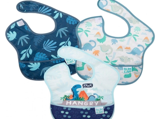 Σαλιάρες Superbib Boy Dino (Σετ 3τμχ) 25x22,8cm Blue Bumkins Πολυέστερ