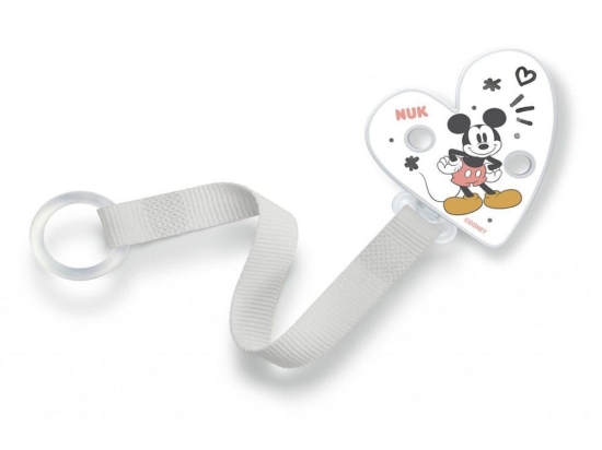 Κορδέλα Πιπίλας Disney Mickey 10751448 White-Grey Nuk Πλαστικό, Ύφασμα