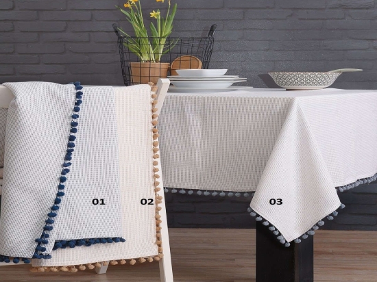 Τραπεζομάντηλο Pom Pom 03 Γκρι Ρυθμός 140 X140 100% Βαμβάκι