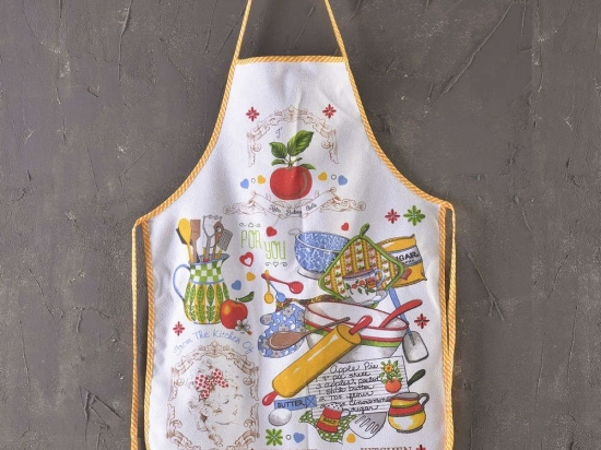 Ποδιά Αδιάβροχη Retro White-Multi Ρυθμός 50x70cm Πολυέστερ