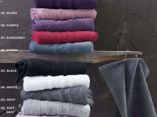 Πετσέτες Πενιέ Laura 03 Σετ 3τεμ. Dark Grey Ρυθμός Σετ Πετσέτες 100% Βαμβάκι