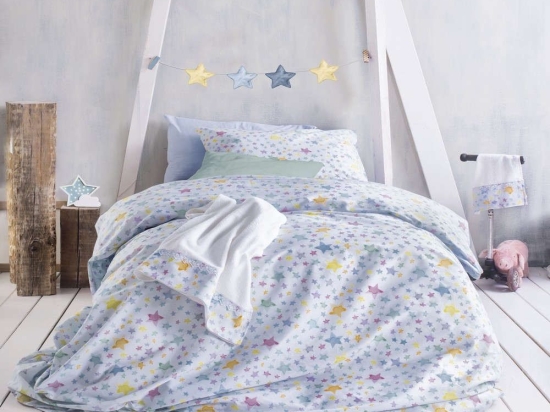 Κουβερλί Παιδικό Σετ 2τμχ Symbol Glow Blue Ρυθμός Μονό 160x240cm 100% Βαμβάκι