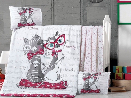 Παπλωματοθήκη Βρεφική Σετ 2τμχ Kittens Multi Ρυθμός 100x150cm 100% Βαμβάκι