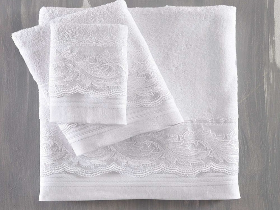 Πετσέτες Σετ 3τμχ Anika White Ρυθμός Σετ Πετσέτες 80x150cm 100% Βαμβάκι