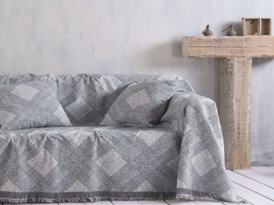Ριχτάρι Bradon 01 Grey Ρυθμός Τριθέσιο 180x280cm 100% Βαμβάκι