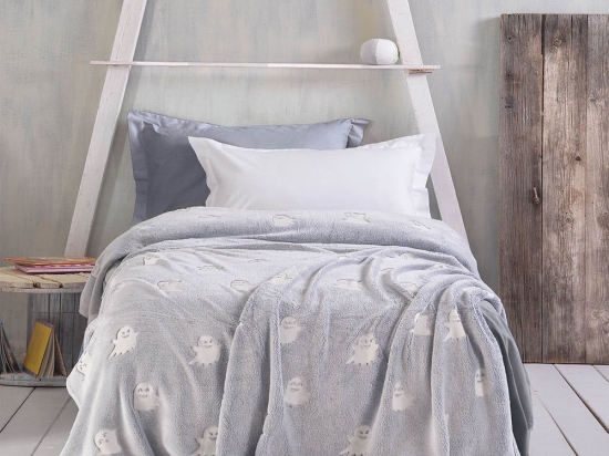 Κουβέρτα Παιδική Fleece Luminus Spooggi Light Grey Ρυθμός Μονό Πολυέστερ