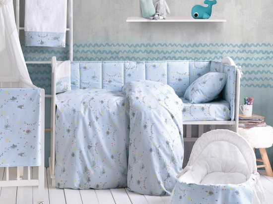 Πάπλωμα Βρεφικό Fouska Blue Ρυθμός 110x150cm 100% Βαμβάκι