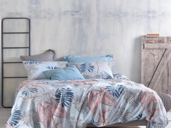 Πάπλωμα Solange (Σετ 4τμχ) Blue Ρυθμός Υπέρδιπλo 220x240cm Βαμβάκι-Πολυέστερ