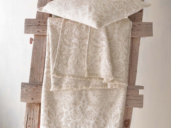 Ριχτάρι Beatris Beige-Ecru Ρυθμός Τριθέσιο 180x280cm Βαμβάκι-Πολυέστερ