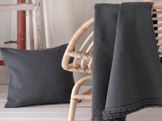 Ριχτάρι Sebastiao Dark Grey Ρυθμός Διθέσιο 180x240cm Βαμβάκι-Πολυέστερ