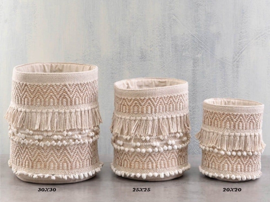 Καλάθι Kente 30X30 Natural Ρυθμός Βαμβάκι-Πολυέστερ