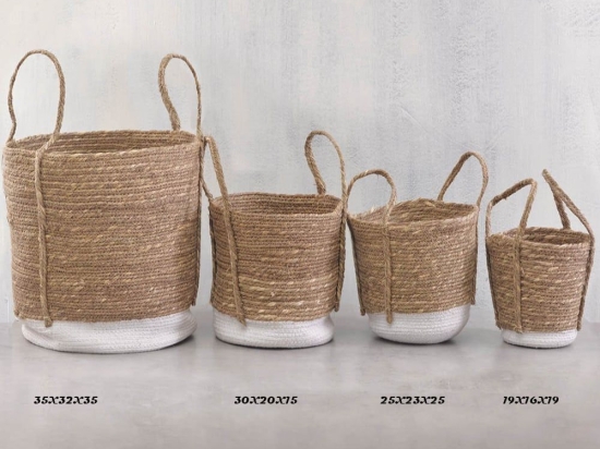 Καλάθι Yaba 30X20X15 Natural-White Ρυθμός Jute