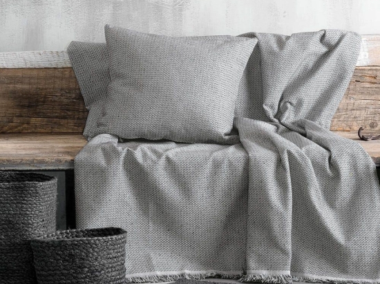Ριχτάρι Luna Dark Grey Ρυθμός Τετραθέσιο 180x330cm 100% Βαμβάκι