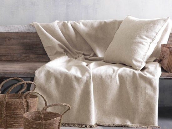 Ριχτάρι Luna Beige Ρυθμός Τετραθέσιο 180x330cm 100% Βαμβάκι