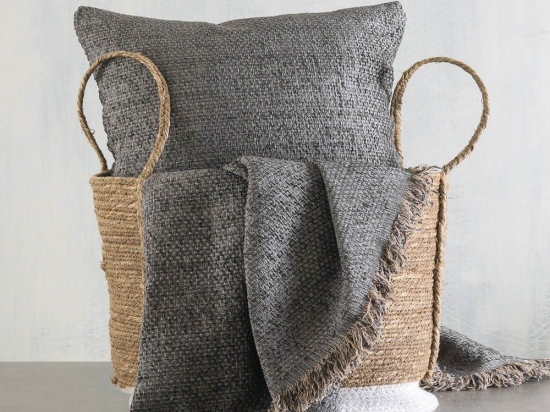 Ριχτάρι Rowen Grey Ρυθμός Πολυθρόνα 160x180cm Chenille,Βαμβάκι,Polyester