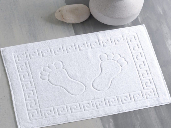 Ταπέτο Μπάνιου Steps White Ρυθμός 50X70 100% Βαμβάκι