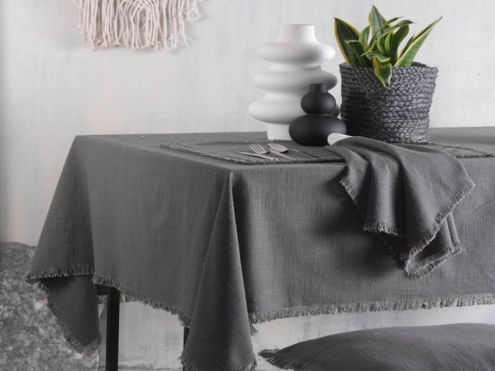 Τραπεζομάντηλο Merit Grey Ρυθμός 150x160 100% Βαμβάκι