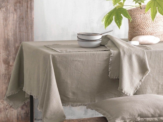 Τραπεζομάντηλο Merit Natural Ρυθμός 150 X 220 100% Βαμβάκι