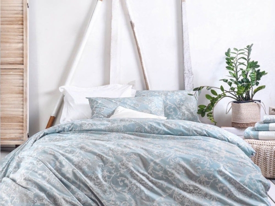 Πάπλωμα Quin (Σετ 3τμχ) Blue Ρυθμός Υπέρδιπλo 220x240cm 100% Βαμβάκι