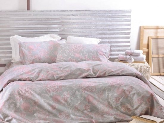 Πάπλωμα Quin (Σετ 3τμχ) Grey Ρυθμός Υπέρδιπλο 220x240cm 100% Βαμβάκι