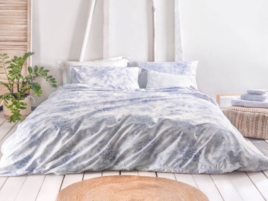 Σεντόνια Lucette (Σετ 4τμχ) Blue Ρυθμός King Size 270x290cm 100% Βαμβάκι