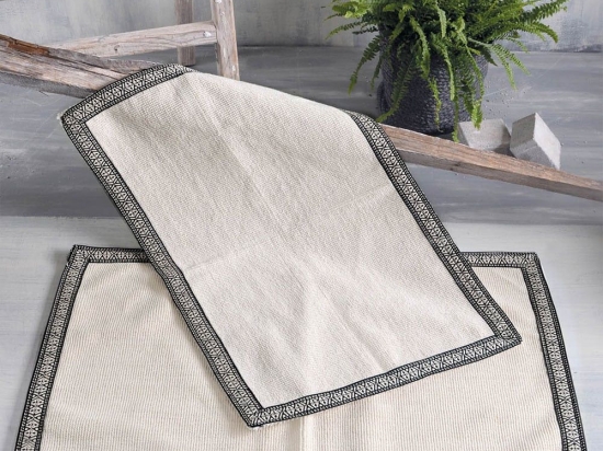 Ταπέτο Μπάνιου Sicilia Ecru-Black 60 x 90 60x90cm Βαμβάκι-Πολυέστερ
