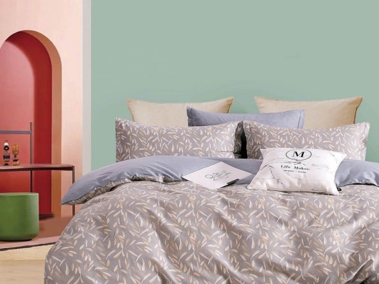 Κουβερλί Linosa (Σετ 3τμχ) Greige Ρυθμός Υπέρδιπλo 220x240cm 100% Βαμβακοσατέν