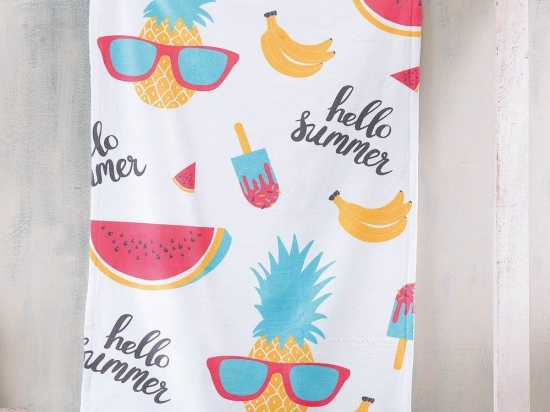 Πετσέτα Θαλάσσης Παιδική Hello Summer Multi Ρυθμός Θαλάσσης 70x140cm Βαμβάκι-Πολυέστερ