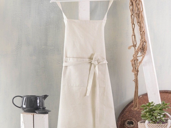 Ποδιά Κουζίνας Ολόσωμη Nice Beige Ρυθμός 100% Βαμβάκι