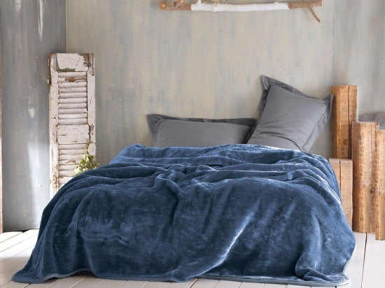 Κουβέρτα Παιδική Velour Blue Ρυθμός Ημίδιπλο 160x220cm Πολυέστερ